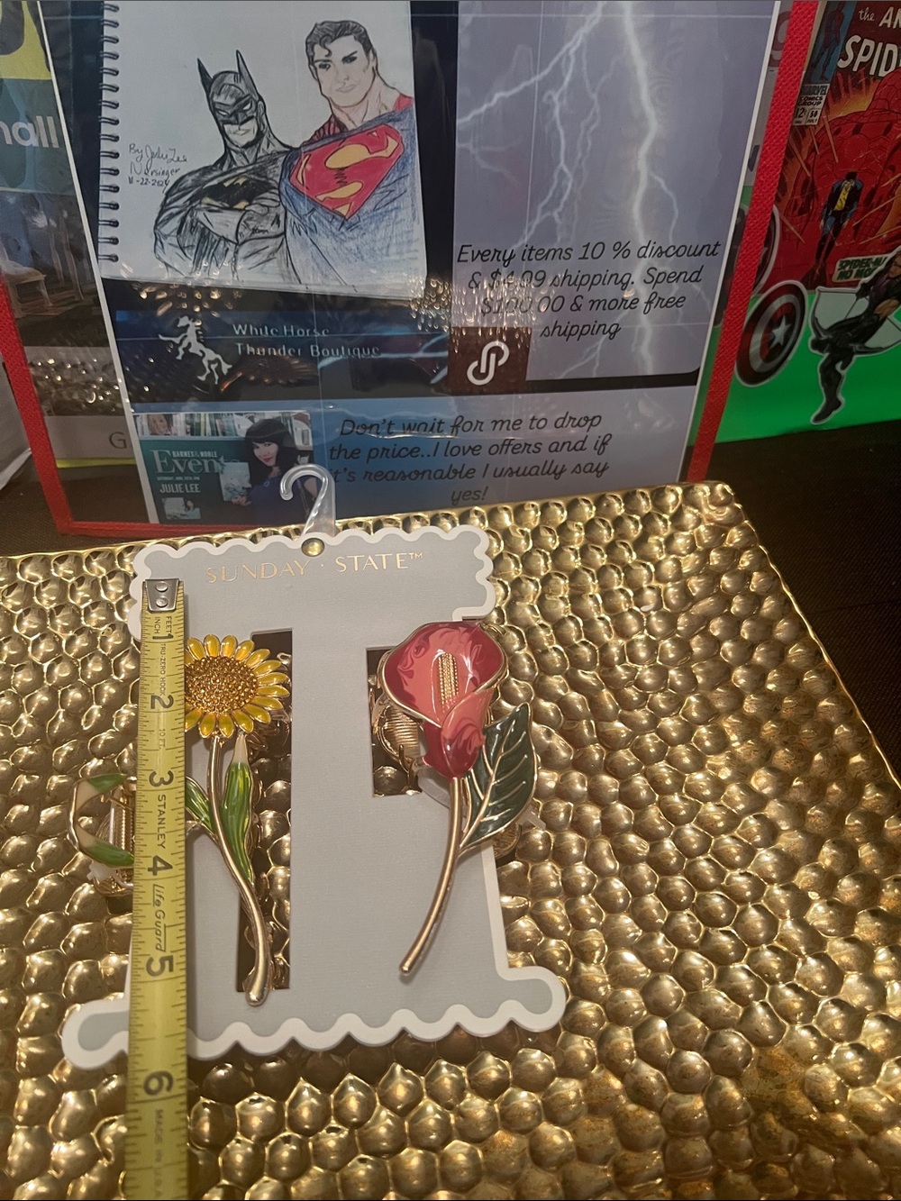 #2564**Sunday State Floral Clip Set - Sunflower & Red Calla - Picture 4 of 16